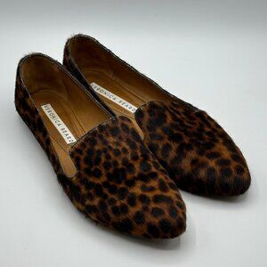 Veronica Beard Griffin Leopard Real Calf Hair Loafers Shoes Women Size 38.5